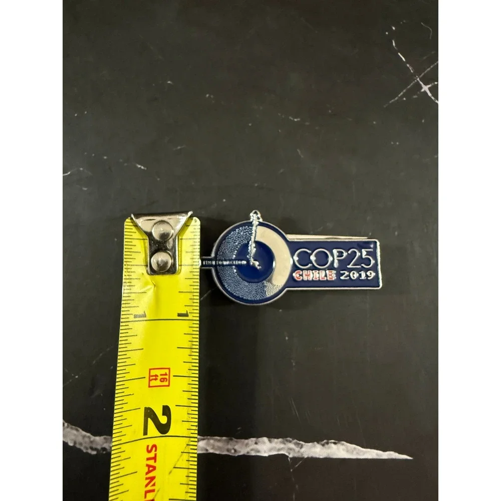 United Nations COP25 Chile 2019 Magnetized Blue Silver Enameled Lapel Pin
